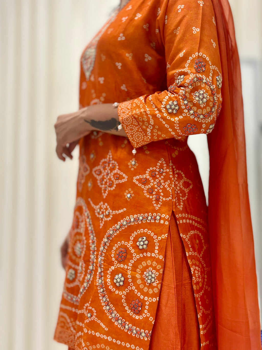 Timeless Sharara Silk Kurta Set (orange)