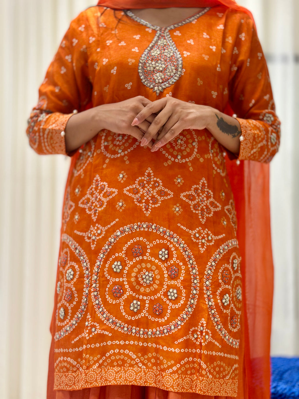 Timeless Sharara Silk Kurta Set (orange)