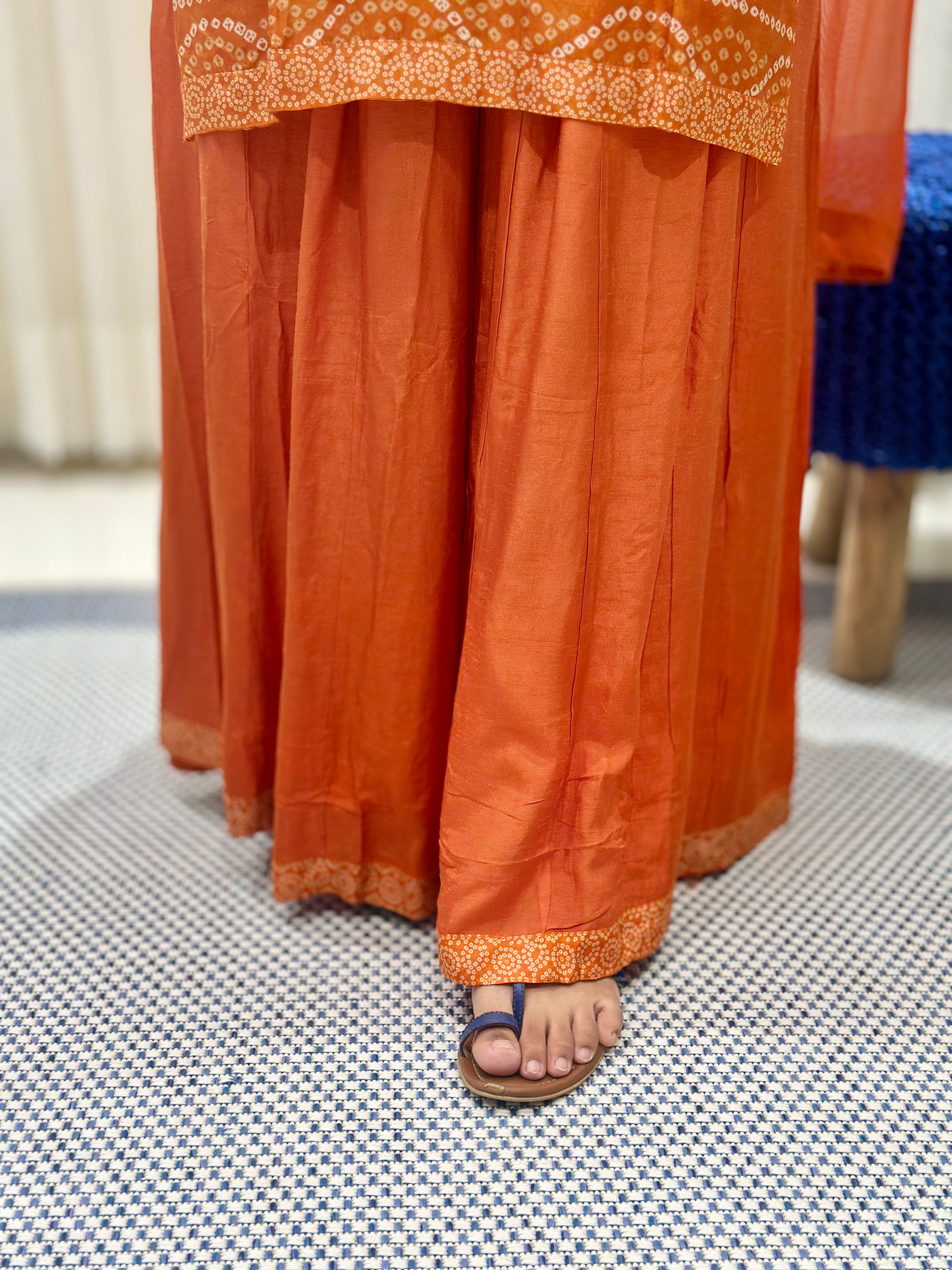 Timeless Sharara Silk Kurta Set (orange)