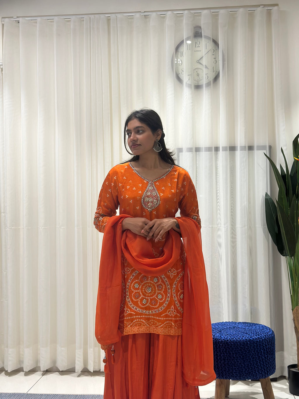 Timeless Sharara Silk Kurta Set (orange)