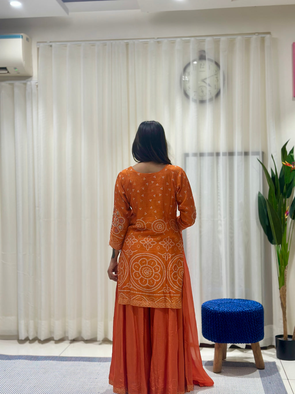 Timeless Sharara Silk Kurta Set (orange)