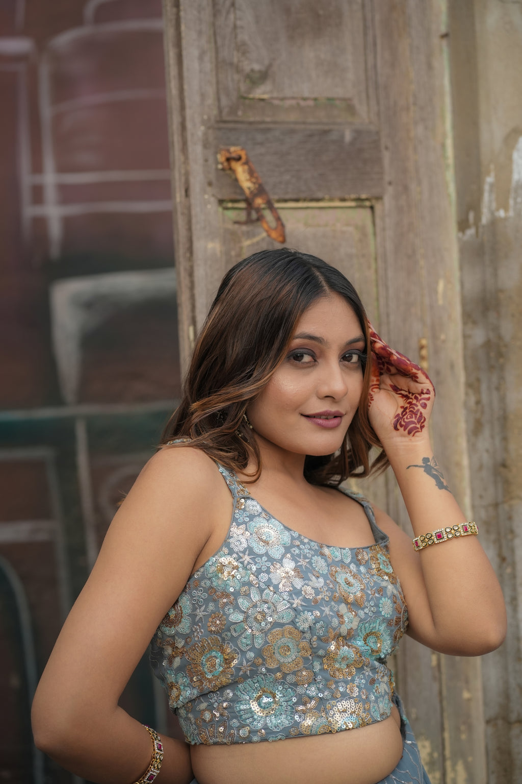 Grey Sequined Chaniya Choli (Only One left)