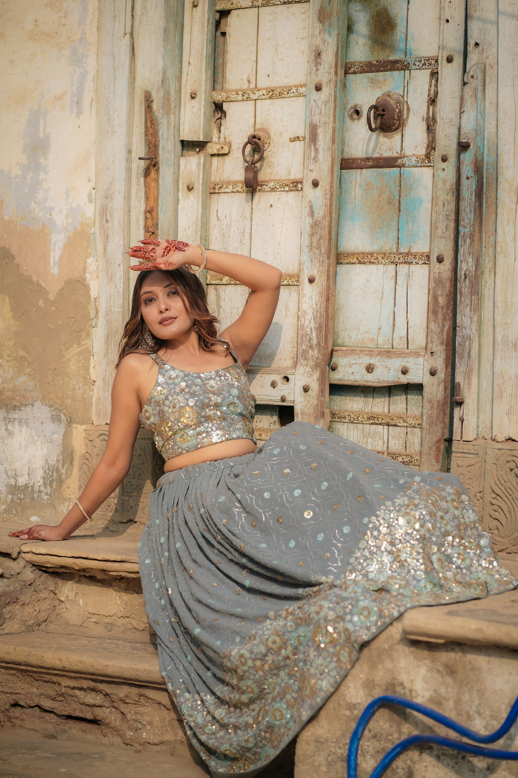 Grey Sequined Chaniya Choli (Only One left)