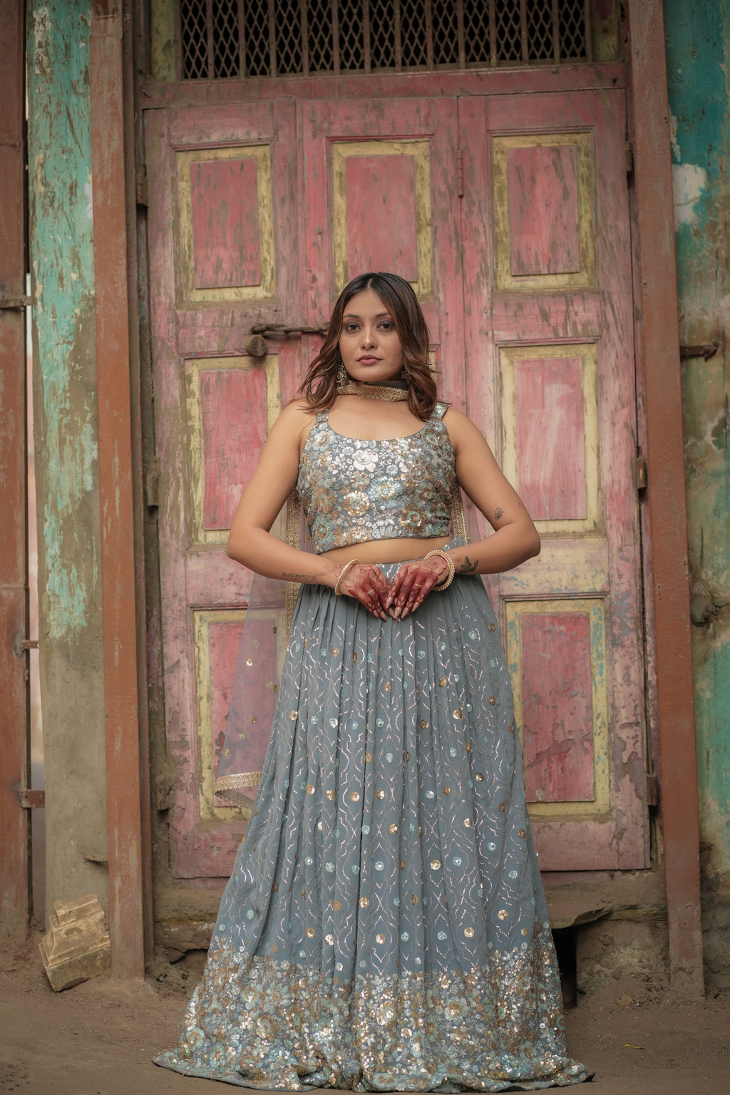 Grey Sequined Chaniya Choli (Only One left)
