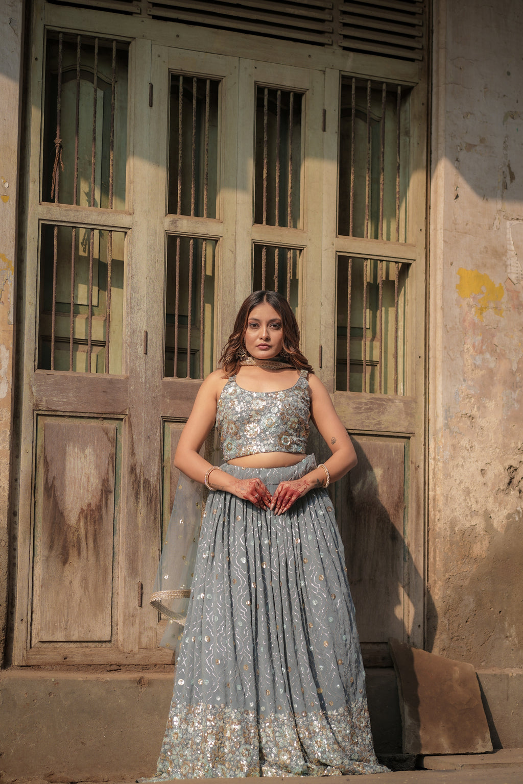 Grey Sequined Chaniya Choli (Only One left)