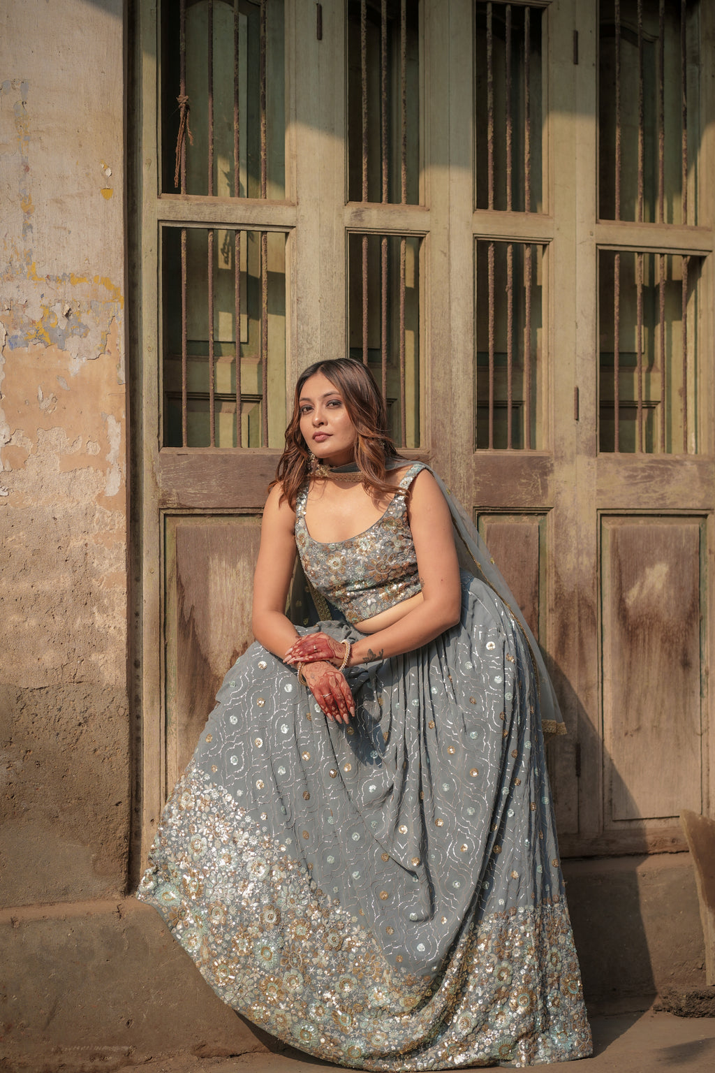 Grey Sequined Chaniya Choli (Only One left)