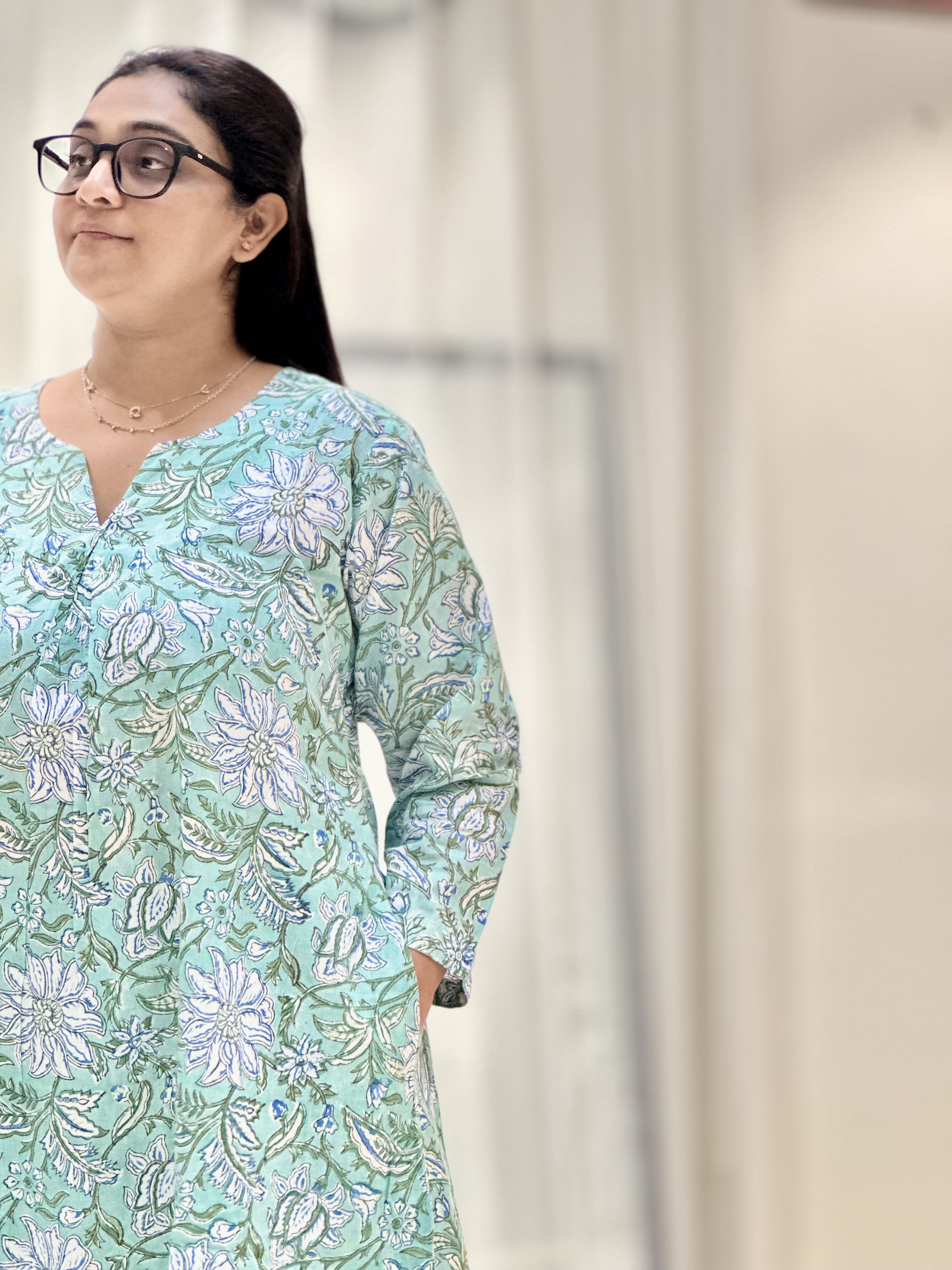 Green Cotton Hand Block-Printed Kurta Set