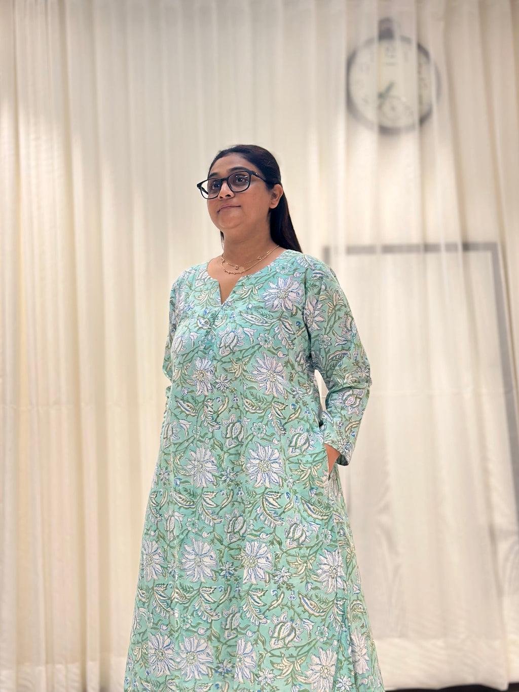 Green Cotton Hand Block-Printed Kurta Set